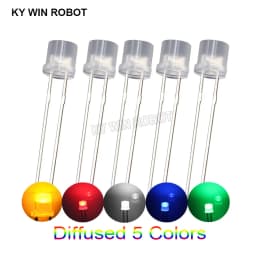 100pcs 5mm Flat Top White Red Yellow Blue Green Assorted Kit Lamp Diode LED Ultra Bright Bulbs Emitting Diodes F5 5 mm DIY Light