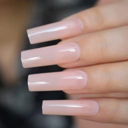 24pcs Long Square Fake Nails Nude White French Tip Press On Nails Full Cover Glossy Gel False Nail Art Manicure for Women