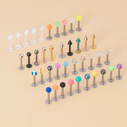 40PCS 8mm Labret Barbell Monroe Lip Ring Helix Earring Tragus Cartilage Studs Surgical Steel Piercing Jewelry for Women Men 16G