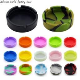 Silicone World Portable Silicone Round Ashtray Durable Soft Eco-friendly Ashtray High Temperature ResistanceAnti-fall Anti-slip