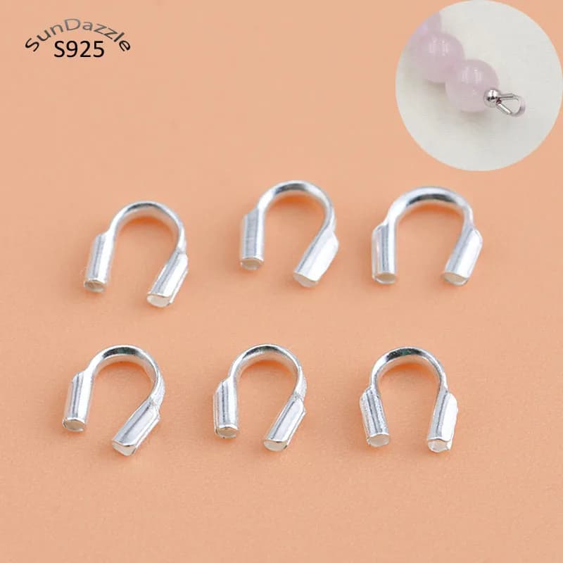 8pcs Real Pure Solid 925 Sterling Silver U Shape Clasps Connector Wire Protector Wire Guard End Buckle DIY Jewelry Making