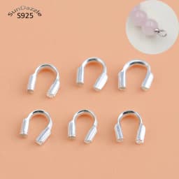8pcs Real Pure Solid 925 Sterling Silver U Shape Clasps Connector Wire Protector Wire Guard End Buckle DIY Jewelry Making