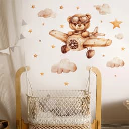 Cute Bear Star Cloud Wall Stickers for Kids Rooms Girls Boys Baby Room Bedroom Decoration Kawaii Cartoon Animal Wallpaper Vinyl