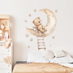 Cute Bear Star Cloud Wall Stickers for Kids Rooms Girls Boys Baby Room Bedroom Decoration Kawaii Cartoon Animal Wallpaper Vinyl
