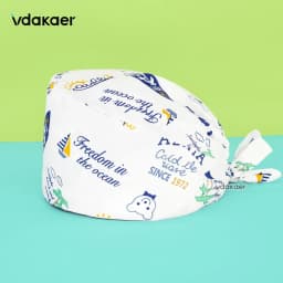 Cute cat Cartoon Print Operation Pure Cotton Cap Nurse Cap Dentist Hat Adjustable scrub caps women and man Medical cap