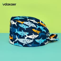 Cute cat Cartoon Print Operation Pure Cotton Cap Nurse Cap Dentist Hat Adjustable scrub caps women and man Medical cap
