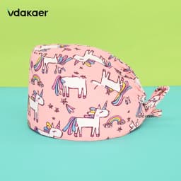 Cute cat Cartoon Print Operation Pure Cotton Cap Nurse Cap Dentist Hat Adjustable scrub caps women and man Medical cap