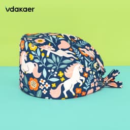 Cute cat Cartoon Print Operation Pure Cotton Cap Nurse Cap Dentist Hat Adjustable scrub caps women and man Medical cap