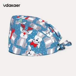 Cute cat Cartoon Print Operation Pure Cotton Cap Nurse Cap Dentist Hat Adjustable scrub caps women and man Medical cap