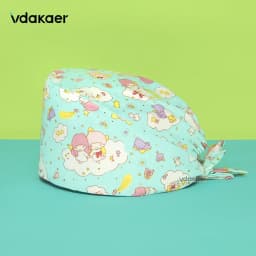 Cute cat Cartoon Print Operation Pure Cotton Cap Nurse Cap Dentist Hat Adjustable scrub caps women and man Medical cap