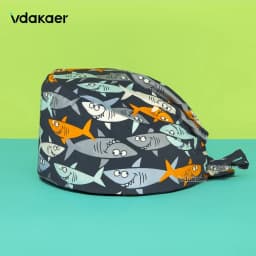 Cute cat Cartoon Print Operation Pure Cotton Cap Nurse Cap Dentist Hat Adjustable scrub caps women and man Medical cap