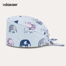 Cute cat Cartoon Print Operation Pure Cotton Cap Nurse Cap Dentist Hat Adjustable scrub caps women and man Medical cap
