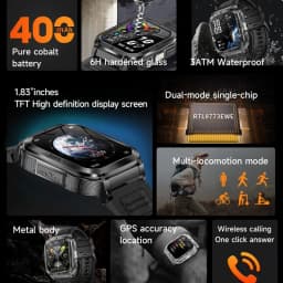 Smart Watch Men Women 1.83" AMOLED Screen 1000mAh Bluetooth Call Sports Fitness Bracelet IP68 Waterproof Smartwatch For Android