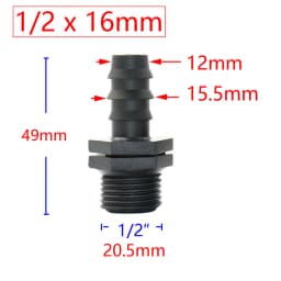 4Pcs 1/2" 3/4" 1" Male Female Thread Connector To Barb 8mm 16mm 20mm 25mm 32mm PE Hose Adapter Garden Irrigation Watering System