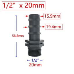 4Pcs 1/2" 3/4" 1" Male Female Thread Connector To Barb 8mm 16mm 20mm 25mm 32mm PE Hose Adapter Garden Irrigation Watering System