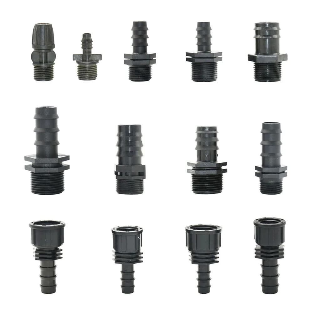 4Pcs 1/2" 3/4" 1" Male Female Thread Connector To Barb 8mm 16mm 20mm 25mm 32mm PE Hose Adapter Garden Irrigation Watering System
