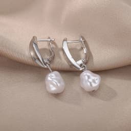 Baroque Pearl Earrings For Women Stainless Steel Zircon Water Droplet Steel Ring Drop Earring Wedding Party Jewelry Bijoux Femme