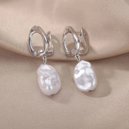 Baroque Pearl Earrings For Women Stainless Steel Zircon Water Droplet Steel Ring Drop Earring Wedding Party Jewelry Bijoux Femme