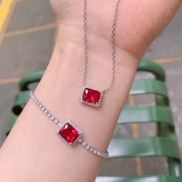 Women Jewelry Vintage 7*9mm High Quality Yellow Pink Blue Crystal Bracelet Necklace Party Fine Gift
