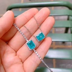 Women Jewelry Vintage 7*9mm High Quality Yellow Pink Blue Crystal Bracelet Necklace Party Fine Gift