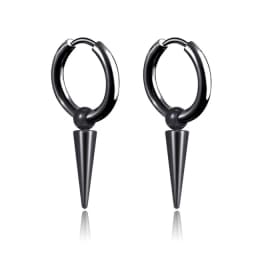 Rock Cone Pendant Hoop Earrings Female Men Stainless Steel Geometric Cartilage Single Earring Hip Hop Piercing Jewelry