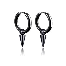 Rock Cone Pendant Hoop Earrings Female Men Stainless Steel Geometric Cartilage Single Earring Hip Hop Piercing Jewelry