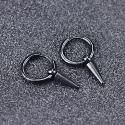 Rock Cone Pendant Hoop Earrings Female Men Stainless Steel Geometric Cartilage Single Earring Hip Hop Piercing Jewelry