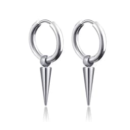Rock Cone Pendant Hoop Earrings Female Men Stainless Steel Geometric Cartilage Single Earring Hip Hop Piercing Jewelry