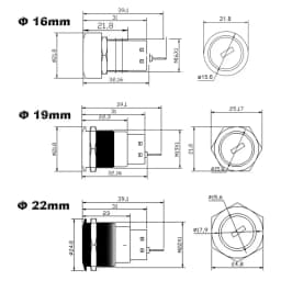 16mm 19mm 22mm Waterproof Metal Rotary Key Selector Switch 2 3 Position Stainless Steel Push Button Lock Switch Latching 1NO1NC