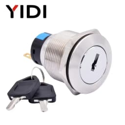 16mm 19mm 22mm Waterproof Metal Rotary Key Selector Switch 2 3 Position Stainless Steel Push Button Lock Switch Latching 1NO1NC
