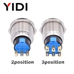 16mm 19mm 22mm Waterproof Metal Rotary Key Selector Switch 2 3 Position Stainless Steel Push Button Lock Switch Latching 1NO1NC