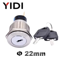 16mm 19mm 22mm Waterproof Metal Rotary Key Selector Switch 2 3 Position Stainless Steel Push Button Lock Switch Latching 1NO1NC