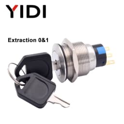 16mm 19mm 22mm Waterproof Metal Rotary Key Selector Switch 2 3 Position Stainless Steel Push Button Lock Switch Latching 1NO1NC