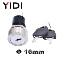 16mm 19mm 22mm Waterproof Metal Rotary Key Selector Switch 2 3 Position Stainless Steel Push Button Lock Switch Latching 1NO1NC