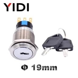 16mm 19mm 22mm Waterproof Metal Rotary Key Selector Switch 2 3 Position Stainless Steel Push Button Lock Switch Latching 1NO1NC