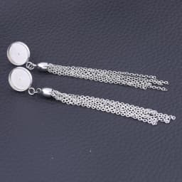 6pcs Stainless Steel Fit 12mm Cabochon Earring Base Blanks With Tassel Charms Diy Bezel Settings For Jewelry Making Supplies