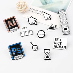 Photoshop Menu Bar Enamel Pins Creative Computer Icons Brooches Mouse Arrow Cursors Blocking Pop-ups Badges Kids Clothes Jewelry
