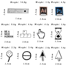 Photoshop Menu Bar Enamel Pins Creative Computer Icons Brooches Mouse Arrow Cursors Blocking Pop-ups Badges Kids Clothes Jewelry
