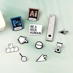 Photoshop Menu Bar Enamel Pins Creative Computer Icons Brooches Mouse Arrow Cursors Blocking Pop-ups Badges Kids Clothes Jewelry