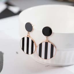 25 Styles New Acetat Black White Stripe Round Drop Earrings For Women Double Layers Triangle Square Leaf Heart Ear Jewelry