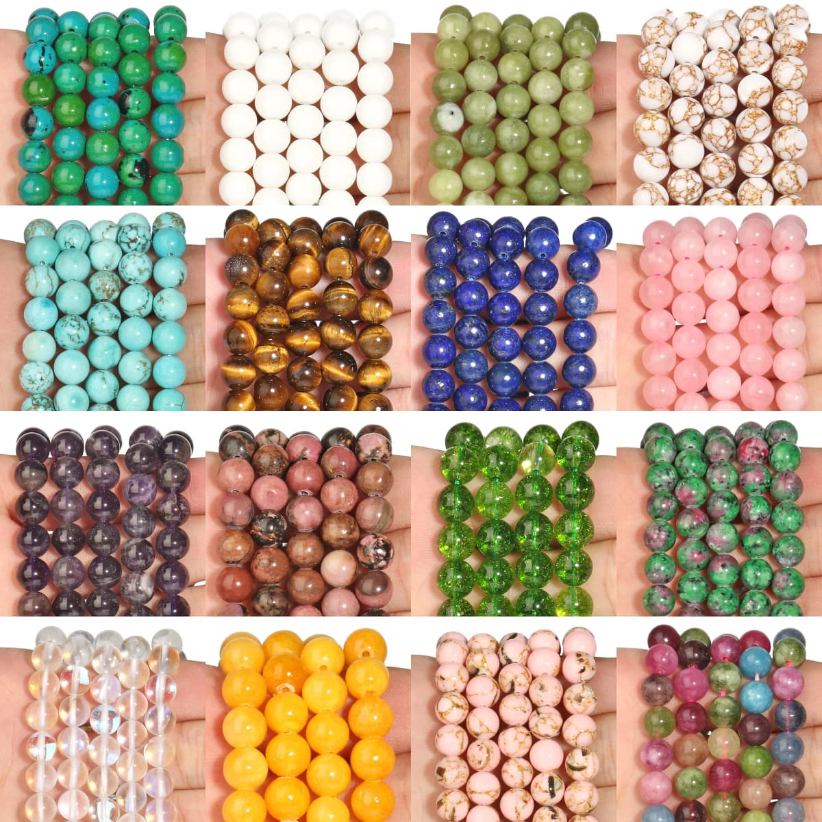 4-10mm Lapis Lazuli Tourmaline Aquamarine Tiger Eye Natural Stone Round Loose Beads For Jewelry Making Diy Bracelet 15inches