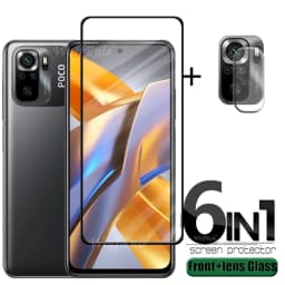 6-in-1 For Poco M5S Glass For Xiaomi Poco M5S Tempered 9H Full Cover Screen Protector For Poco F4 5G F3 M4 M3 Pro M5S Lens Glass
