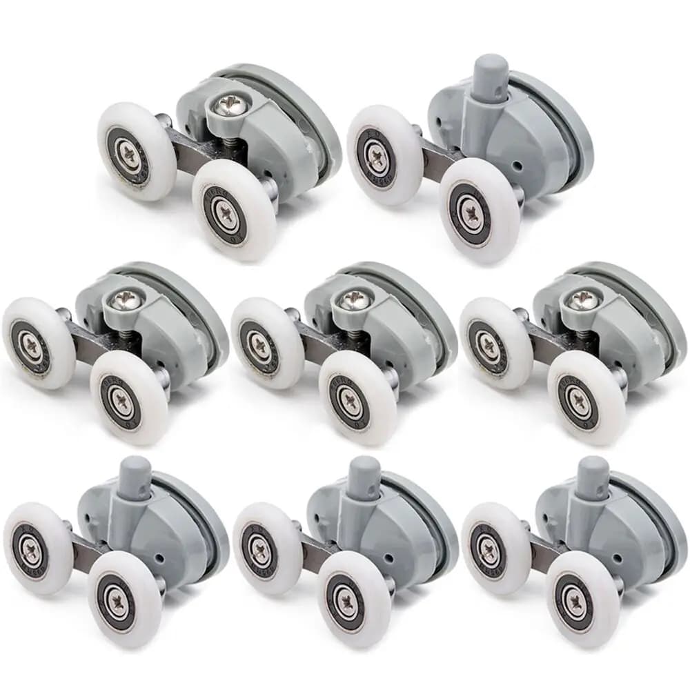 8 pcs/lot High Quality Twin Shower Glass Door Top / Bottom Rollers Runners Wheels Pulleys 23mm/25mm