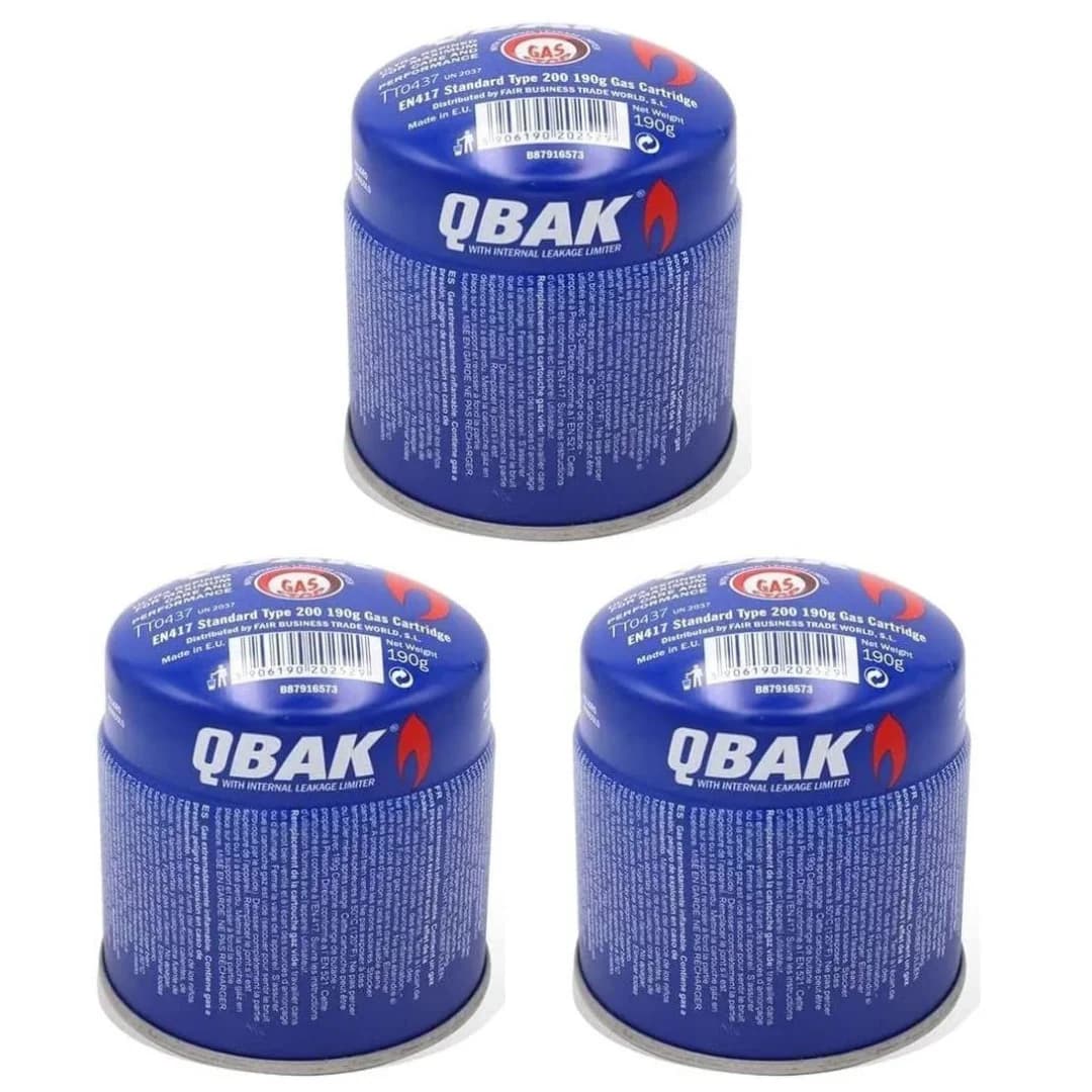QBak Perforable Gas Cartridge, 190 gr, Butane Gas Stove for Camping Gas Cooker Camping Field Beach PACK 3/6/12