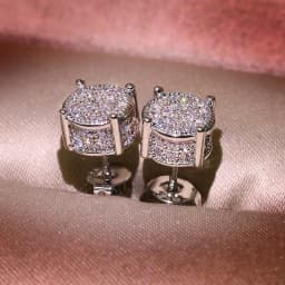 Luxury Female Round Zircon Crystal Earrings Women Fashion Silver Color Wedding Engagement 2022 Jewelry Stud Earring for Women