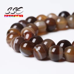 Natural Brown Striped Agates Stone Beads Round Loose Beads For Jewelry Making DIY Bracelet Necklace Accessories 4 6 8 10 12 14mm