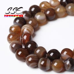 Natural Brown Striped Agates Stone Beads Round Loose Beads For Jewelry Making DIY Bracelet Necklace Accessories 4 6 8 10 12 14mm