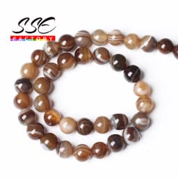 Natural Brown Striped Agates Stone Beads Round Loose Beads For Jewelry Making DIY Bracelet Necklace Accessories 4 6 8 10 12 14mm