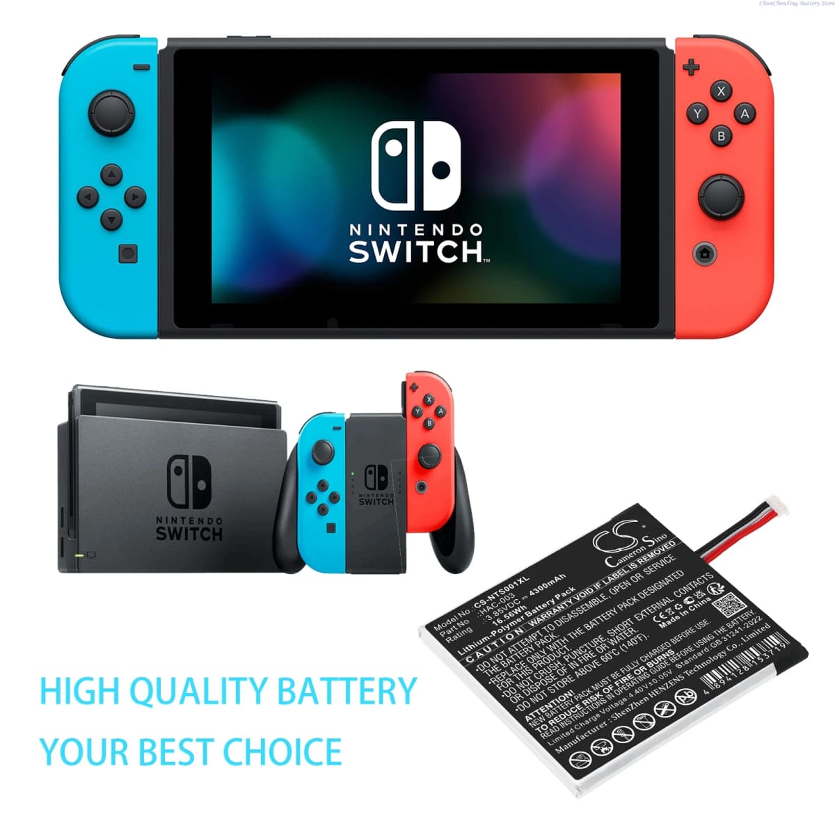 CameronSino 3.85V 3600mAh/4300mAh Game Console Battery HAC-003 HAC-A-BPHAT-C0 for Nintendo HAC-S-JP/EU-C0, Switch HAC-001 +TOOL