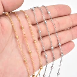 Wholesale 1M 2M 5M Stainless Steel Gold Color Beaded Chain Link Ball Chain DIY Anklet Necklaces Bracelet Making Accessories
